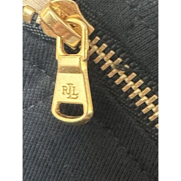 NEW Lauren Ralph Lauren W's Sz M Top Cuffed Short Sleeve Black Gold Zip Accent - Picture 6 of 11